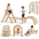 lalalark Pikler Triangle Climbing Fort Set, Natural Wood