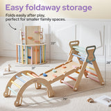 lalalark Pikler Triangle Climbing Fort Set, Natural Wood