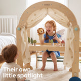 lalalark Pikler Triangle Climbing Fort Set, Natural Wood