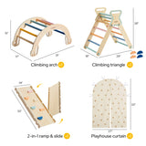 lalalark Pikler Triangle Climbing Fort Set, Natural Wood