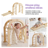 lalalark Pikler Triangle Climbing Fort Set, Natural Wood
