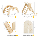 lalalark Pikler Triangle Climbing Fort Set, Natural Wood