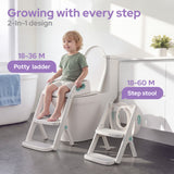 lalalark 2-in-1 Potty Training Seat with Step Stool Ladder, Green