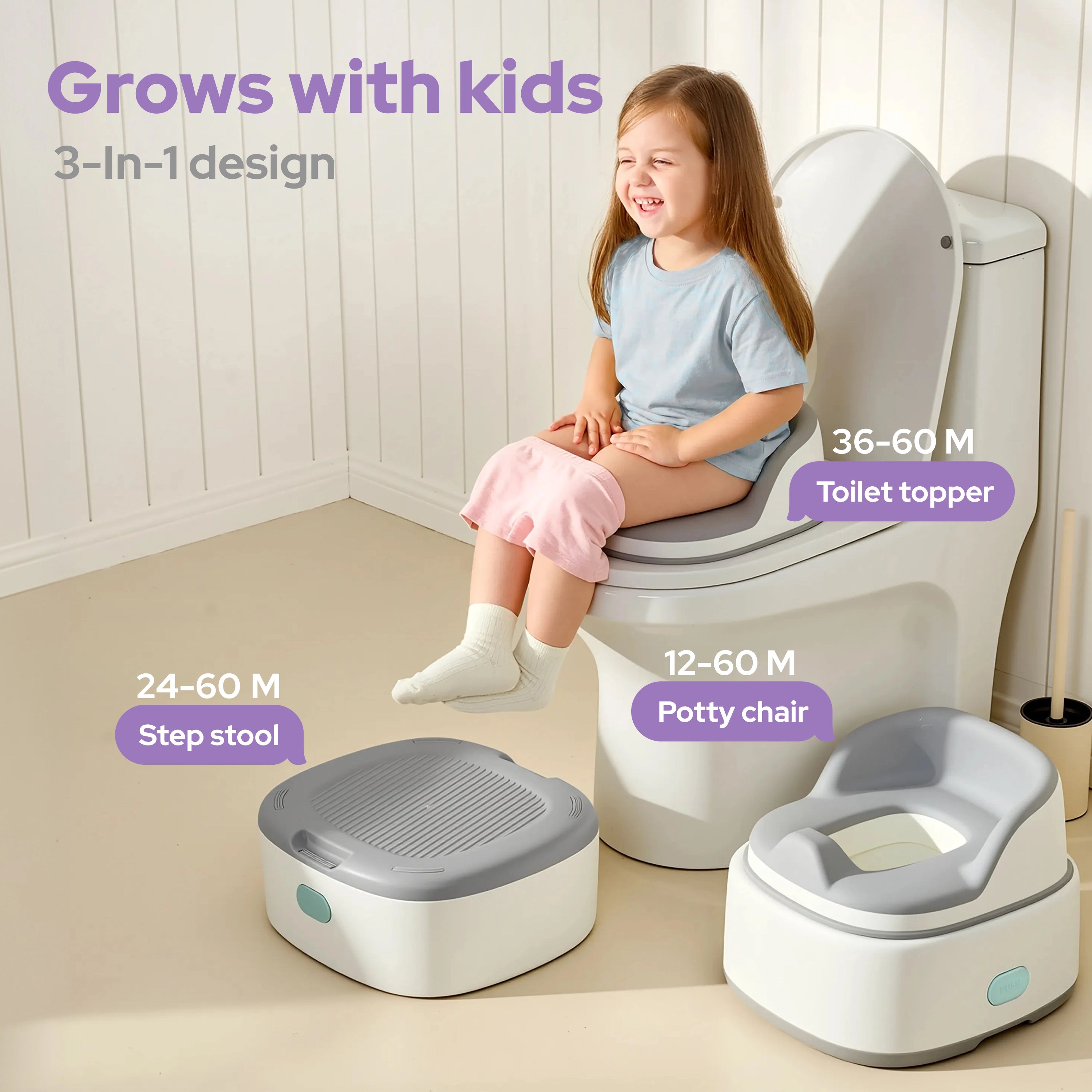 lalalark 3-in-1 Toddler Potty Trainer & Non-Slip Step Stool, Green