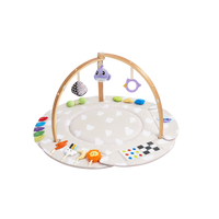 lalalark 2-in-1 Wooden Baby Play Gym with Play Mat