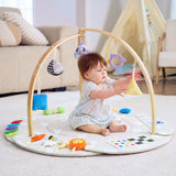 lalalark 2-in-1 Wooden Baby Play Gym with Play Mat