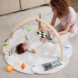 lalalark 2-in-1 Wooden Baby Play Gym with Play Mat