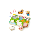 lalalark Wooden Farm Animal with Sound and Touch Peg Puzzle