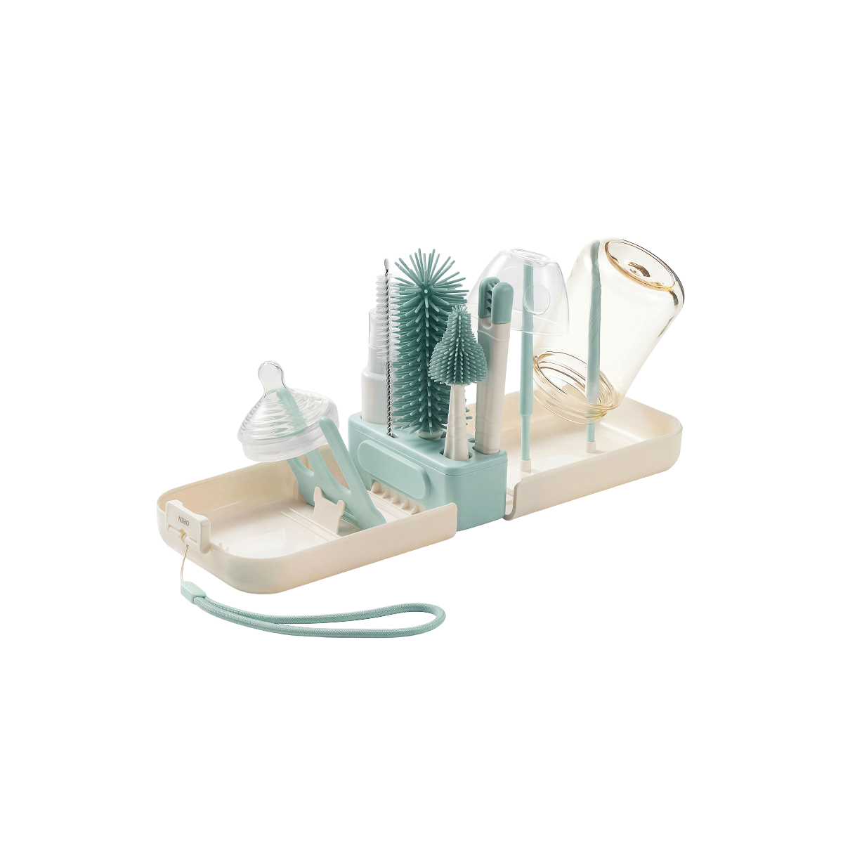 lalalark 7-in-1 Portable Baby Bottle Brush & Drying Rack Set