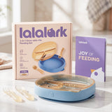 lalalark 3-in-1 Stage-Based PPSU Feeding Set with Spoon & Fork, Sea Salt Blue