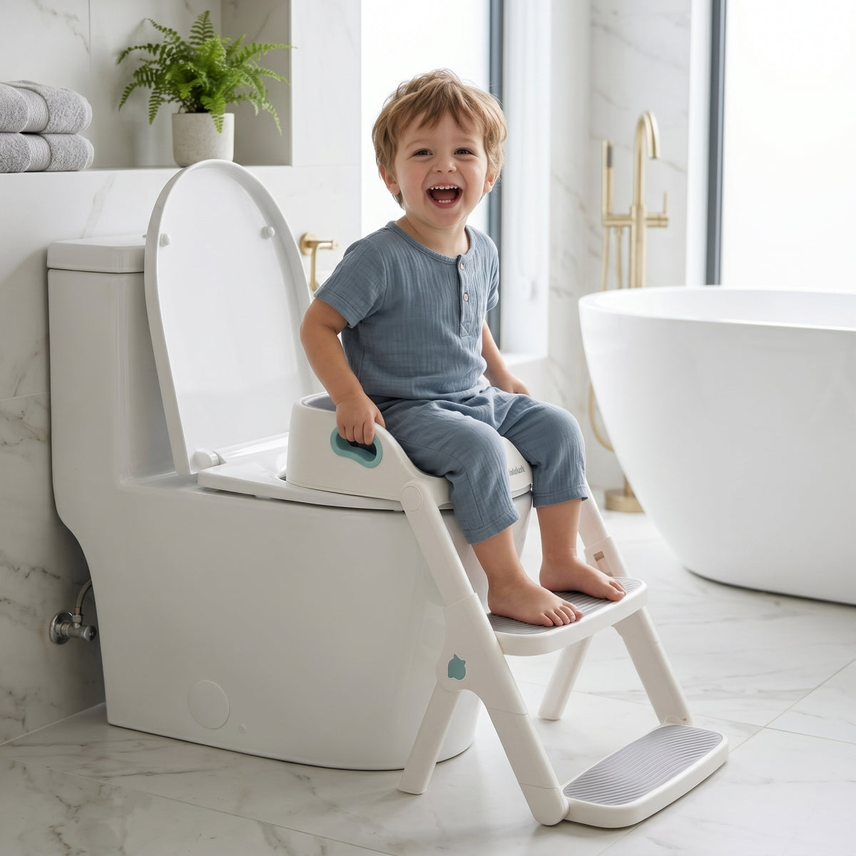lalalark 2-in-1 Potty Training Seat with Step Stool Ladder, Green